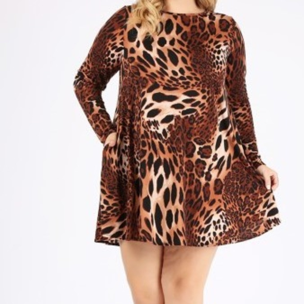 "FIND ME" LEOPARD DRESS WITH POCKETS WOMEN'S PLUS